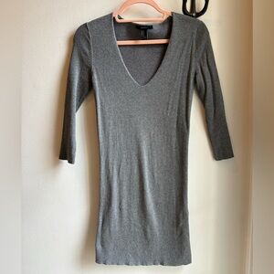 Forever 21 Grey V-Neck Sweater Dress